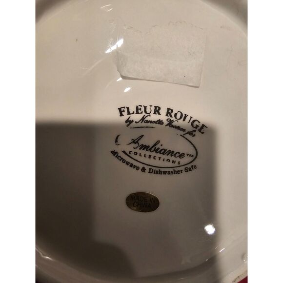 Rare Ambience Collections Nanette Vacher Fleur Rouge Red Set w/ 4 Part server - Picture 9 of 12